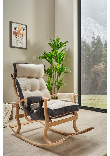 Relax Lüx Ahşap Çift Minderli Çift Cepli Sallanan Sandalye Çift Taraflı Sallanan Koltuk Tv Koltuğu indirimleri