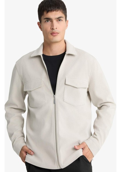 Regular Fit Polo Yaka Fitilli Kadife Gömlek Ceket D3380AX25AU