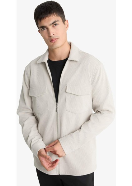 Regular Fit Polo Yaka Fitilli Kadife Gömlek Ceket D3380AX25AU modelleri