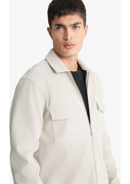 Regular Fit Polo Yaka Fitilli Kadife Gömlek Ceket D3380AX25AU fırsatları