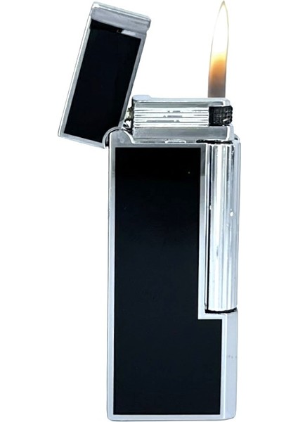 Krom Rengi Köşeli Soft Flame Çakmak - Siyah modelleri