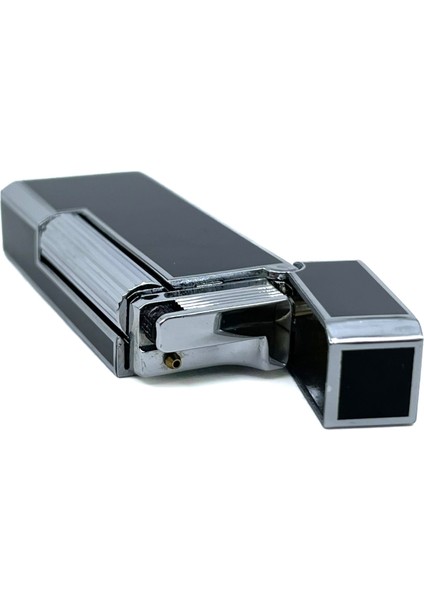 Krom Rengi Köşeli Soft Flame Çakmak - Siyah fırsatları