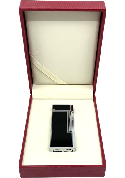 Krom Rengi Köşeli Soft Flame Çakmak - Siyah indirimleri