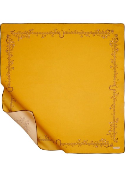 Ipekevi Tatlı Bahçe Tivil Ipek Eşarp Gold