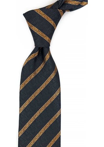 Siyah Çizgi Desen Mendilli Klasik Kravat KK12667