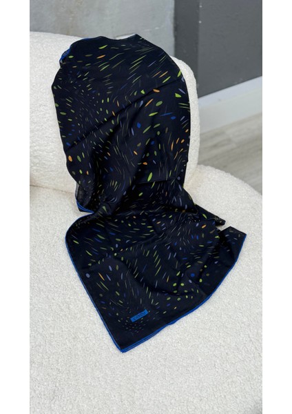 Ipekevi Desenli Pamuk Eşarp Lacivert