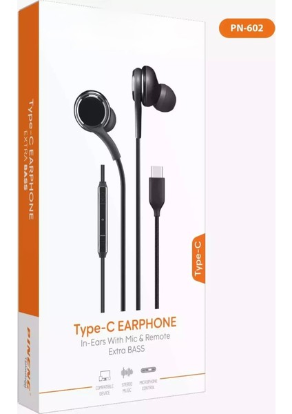 Type-C Kablolu Kumandalı Mikrofonlu Kulaklık