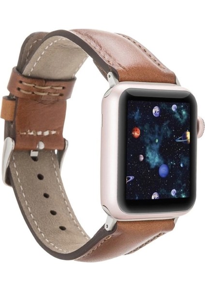 Apple Watch Uyumlu Deri Kordon 42-44-45MM RST2EF Taba