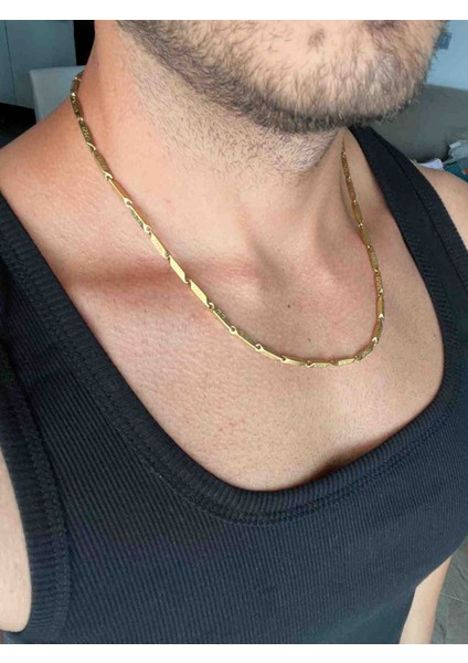 Erkek Gold Stainless Steel Ince Desenli Zincir Kolye – Kararma Yapmaz fiyatları