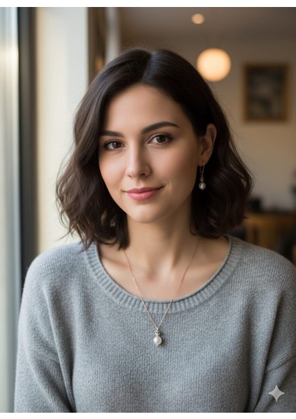 925 Ayar Papatya Silver Kardan Adam Kolye Küpe Set.inci Kardan Adam Set.rose.gold.rodaj