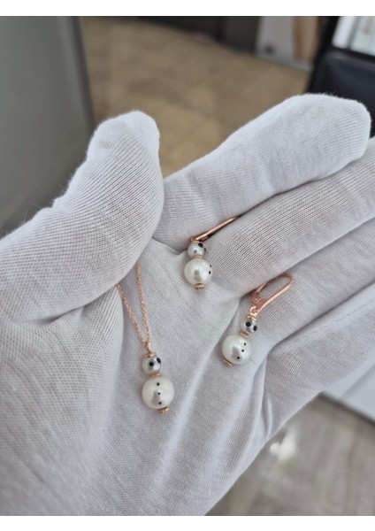 925 Ayar Papatya Silver Kardan Adam Kolye Küpe Set.inci Kardan Adam Set.rose.gold.rodaj fiyatları