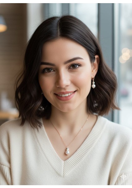 925 Ayar Papatya Silver Kardan Adam Kolye Küpe Set.inci Kardan Adam Set.rose.gold.rodaj modelleri