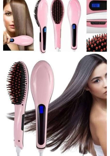 Elektrikli Saç Düzleştirici Tarak Saç Düzleştirici Fırça Sıkı Dişli Pembe - N587J859-M73 modelleri