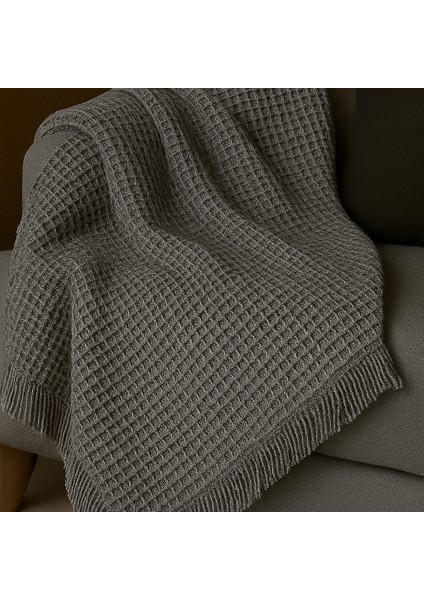 Pamuklu Dokulu Ekru Koltuk Şalı 170X220 cm – Saçaklı Tv Battaniyesi & Dekoratif Koltuk Örtüsü fiyatları