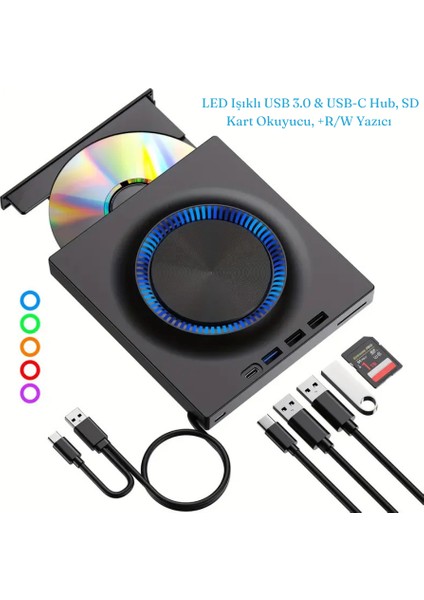 Çok Fonksiyonlu Harici CD DVD Sürücü USB 3.0 Type-C Cd/dvd Yazıcı Okuyucu Laptop Mac Windows 11 fırsatları