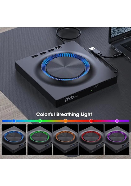 Çok Fonksiyonlu Harici CD DVD Sürücü USB 3.0 Type-C Cd/dvd Yazıcı Okuyucu Laptop Mac Windows 11