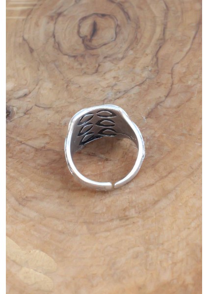 Motifli Gümüş Renk Ayarlanabilir Erkek Yüzük - Lisinya fiyatları