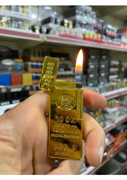 Gold Bar 10 Oz Uzun Külçe Metal Çakmak
