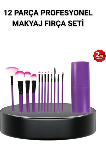 12’li Profesyonel Makyaj Fırça Seti – Dökülmeyen Yumuşak Kıllı Ergonomik - T467G878-Z47
