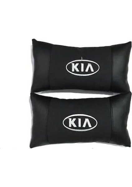 Kia Logolu Siyah Ortopedik Oto Boyun Yastığı Deri
