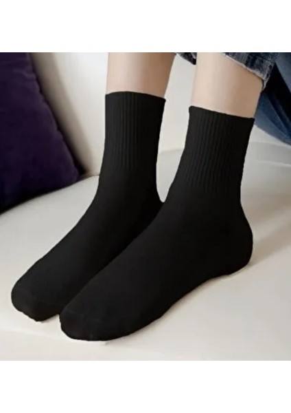 6 Çift Siyah Soket Boy Kolej Çorap - A Kalite