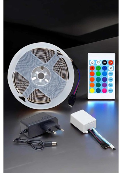 5 Metre Şerit LED Rgb Işıklı Kumandalı Güç Adaptörü Her Ortama Uygun - N539J665-M80539 modelleri