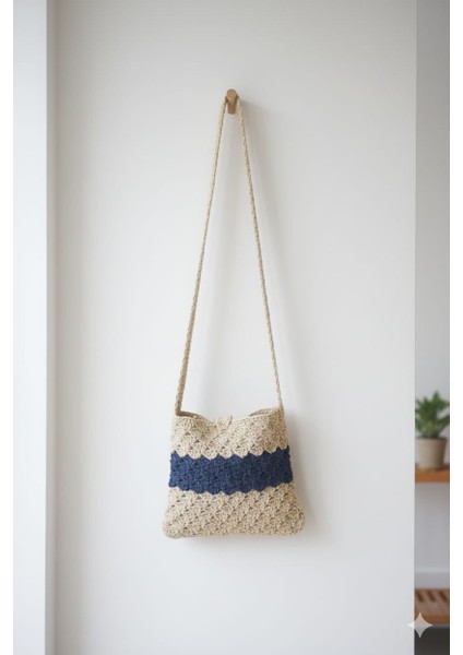 El Yapımı Kağıt Ip Renkli Kadın Kol Çantası