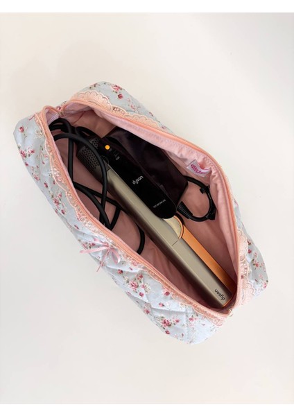Pembe Çıtır Çiçekli Saç Maşa Düzleştirici Çantası Airwrap Airstrait Uyumlu Büyük Seyahat Çantası fiyatları