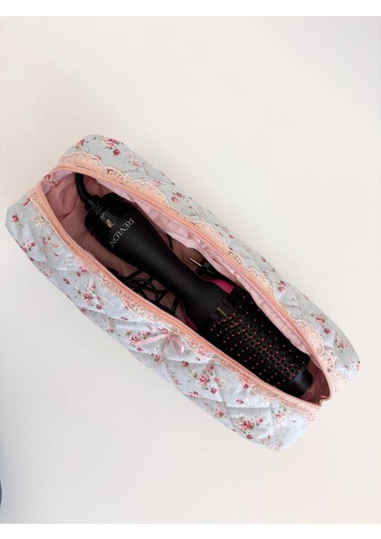Pembe Çıtır Çiçekli Saç Maşa Düzleştirici Çantası Airwrap Airstrait Uyumlu Büyük Seyahat Çantası modelleri