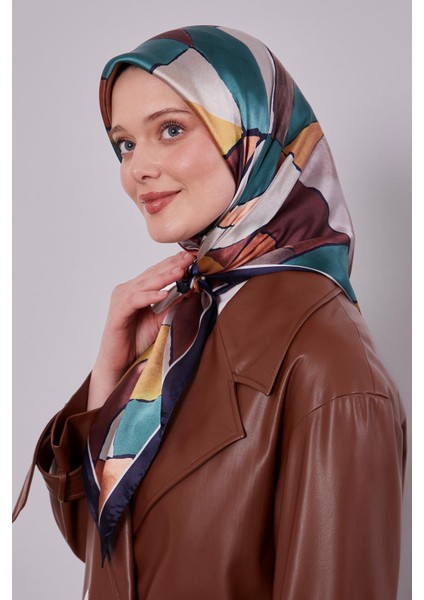 Lacivert Geometrik Desen Kristal Eşarp fiyatları