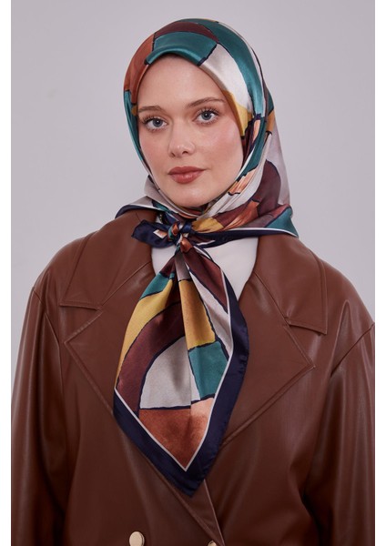 Lacivert Geometrik Desen Kristal Eşarp modelleri