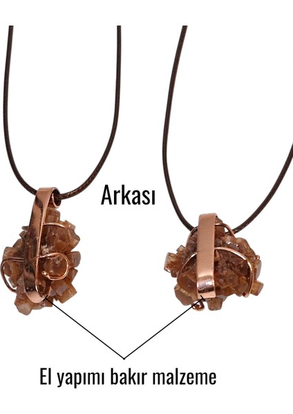Doğal Aragonit Kristali Bakır Malzemeli Unisex Kolye 241-1 fırsatları