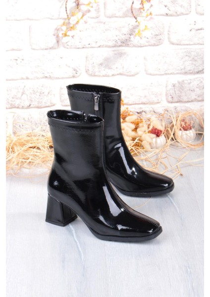 1194 Uraz Rugan Rahat 6 cm Kalın Topuk Yüksekliği Kut Burun Kadın Bot fırsatları