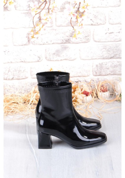 1194 Uraz Rugan Rahat 6 cm Kalın Topuk Yüksekliği Kut Burun Kadın Bot indirimleri