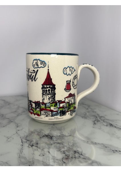 Seramik El Yapımı Istanbul Temalı Bardak | Yelkovanstudio