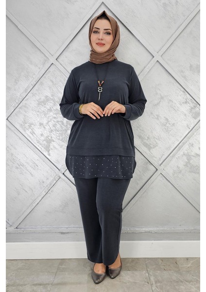 Kadın Kolye ve Taş Detaylı Tesettür Takım modelleri