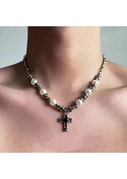 Çok Satan Çapraz Kolye, Üst Üste Takılan Uzun Inci Kolye, Klavikula (Yurt Dışından)