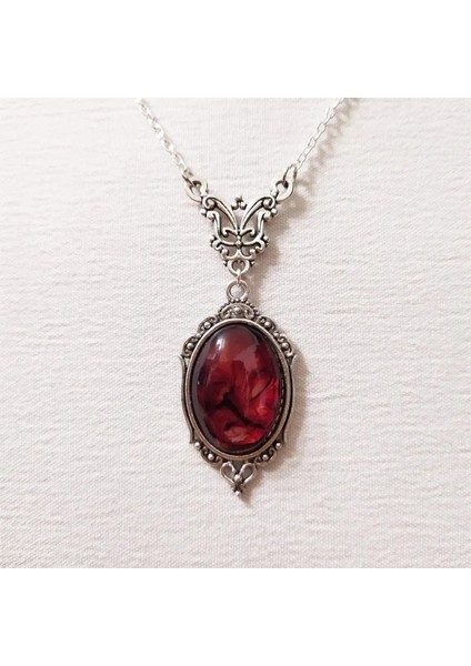 Retro Kırmızı Kuvars Kristal Kolye (Yurt Dışından)