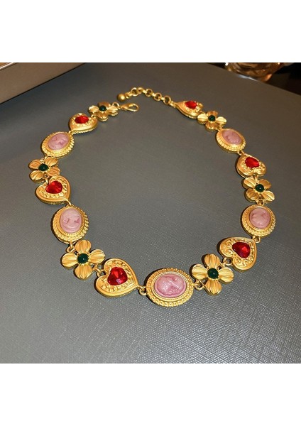 Sevgililer Günü Hediyesi Kare Ekli Elmaslı Kolye Seti, Saray Stili Zarif Klavikula Kolye (Yurt Dışından)