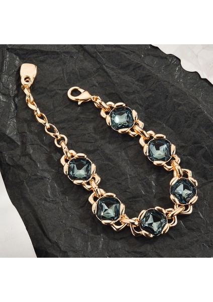 Sevgililer Günü Safir Kolye Bileklik Seti, Sade ve Şık Klavikulazinciri, Kadınlar Için Lüks Tarz (Yurt Dışından)