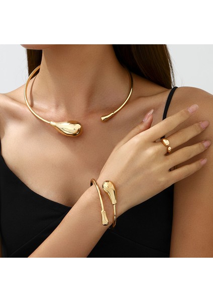 Popüler Metal Yaka, Abartılı Kolye, Kadınlar Için Damla Şekilli Bileklik Seti, Özel Tasarım Kolye ve Bileklik (Yurt Dışından)