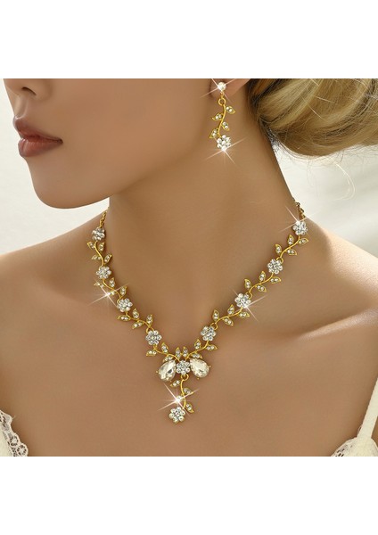 Sevgililer Günü Model Gelin Yapay Elmas Damla Kolye Küpe Takı Seti Kadın Davet Elbisesi Için Aksesuar (Yurt Dışından)