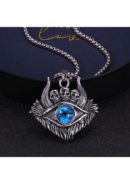 Şeytan Gözü Kolye, Karanlık Kafatası Mavi Kolye Ucu Takı (Yurt Dışından)