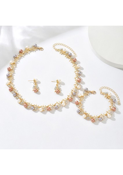 Retro Takı A Tılı Kolye Seti Lüks Kristal Mücevher Ziyafet Elbisesi Aksesuarları (Yurt Dışından)