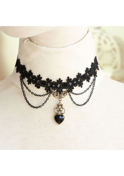 Sevgililer Günü Hediyesi Gotik Dantel Kolye Klavikulazinciri Kadın Choker Minimalist Kolye Siyah Punk Aksesuarları Yaka Bantı (Yurt Dışından)