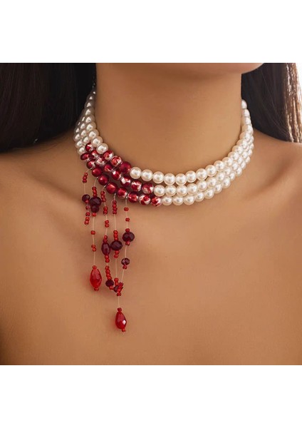 Sevgililer Günü Hediyesi Aksesuarları, Kanlı Inci Kolye, Niche Tarzı, Şık Sokak Modası, Hip-Hop Tarzı Genç Kız Kolyesi (Yurt Dışından)