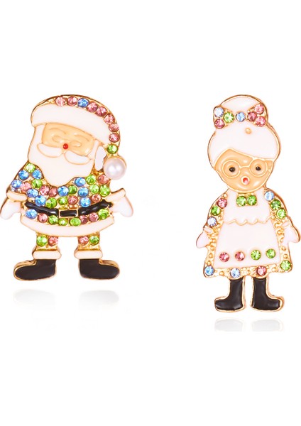 Noel Atmosferi Küp Taşlı Noel Ağacı, Noel Baba ve Zencefilli Adam Motifli Şık, Sevimli ve Çok Yönlü Noel Küpesi (Yurt Dışından)