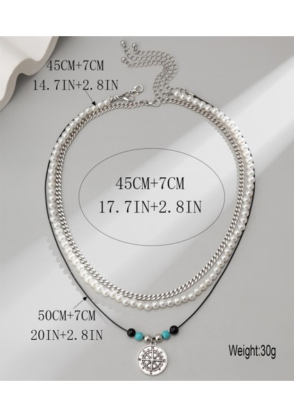 Sade Sekiz Köşeli Pusula Kolye Bileklik (Yurt Dışından)