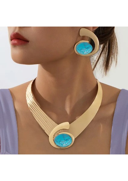 Şık Akrilik Ka Tmalı Küpe Kolye Seti (Yurt Dışından)