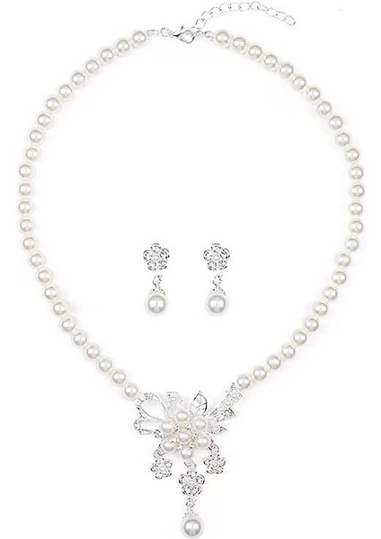 Süper Parlayan Inci Gelin Kolye Küpe Iki Parçalı Set (Yurt Dışından) fırsatları